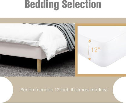 AGARTT Upholstered Platform Bed Frame King Size with Headboard and Footboard/Wooden Slats Support/No Box Spring Needed/Easy Assembly,Beige Velvet