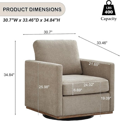 Swivel Accent Chair Set of 2, 360 Degree Square Swivel Barrel Chair for Living Room, Mid Century Modern Upholstered Accent Chair,Comfy Sofa Armchairs for Bedroom,Nursery, Chenille, Taupe