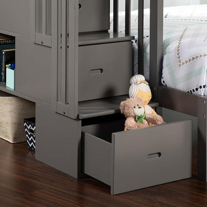 AFI, Westbrook Staircase Bunk Bed Twin Over Full, Grey