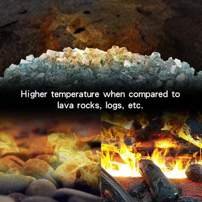 Stanbroil 10-Pound Fire Glass - 1/4 inch Reflective Tempered Fire Glass for Fireplace Fire Pit, Aqua Blue Reflective