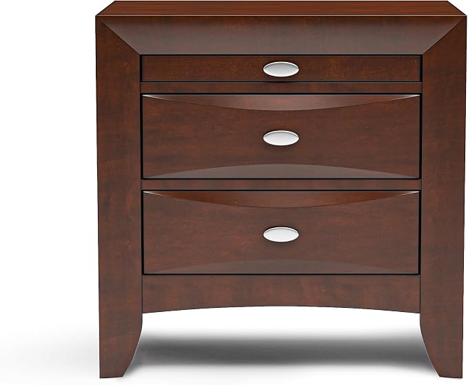 Furniture of America Darius Transitional Solid Wood 3-Piece Queen Platform Bedroom Set with Drawers, Bookcase Headboard and Knob Pulls, Mattress Ready, Dark Cherry