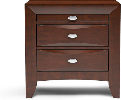 Furniture of America Darius Transitional Solid Wood 3-Piece Queen Platform Bedroom Set with Drawers, Bookcase Headboard and Knob Pulls, Mattress Ready, Dark Cherry