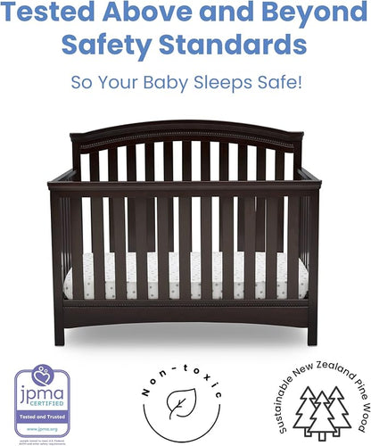 Delta Children Emerson 4-in-1 Convertible Crib - Greenguard Gold Certified, Dark Chocolate