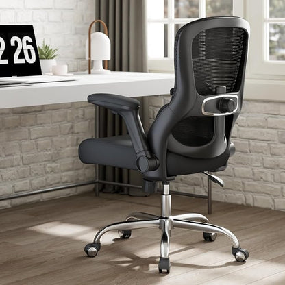 Office Chair Ergonomic Desk Chair Comfy: 400LBS Mesh Computer Chair Ergonomic Gaming Chairs with Wheels Adjustable Lumbar Support and Flip up Armrest-Swivel Executive Chairs Long Hours(Full Black)