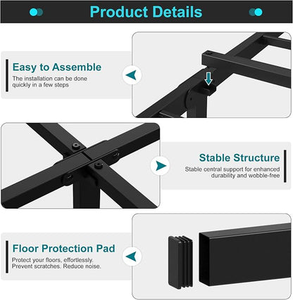 Maenizi 14 Inch Full Size Bed Frame No Box Spring Needed, Heavy Duty Metal Platform Bed Frame Full Support Up to 3000 lbs, Easy Assembly, Noise Free, Black