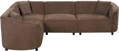 Merax 104" L-Shaped Curved Sofa, Comfy Upholstered Sectional Couch with Extra Deep Seats, Boucle Sofa for Living Room Apartment Office, Brown