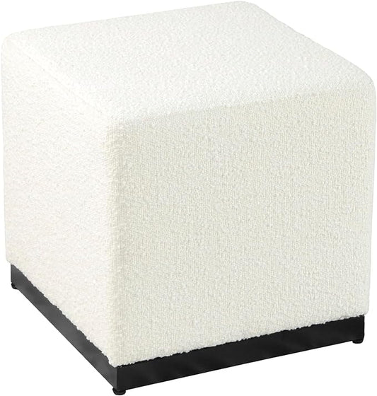 HomePop 16" Cube Ottoman - Cream Boucle