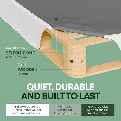 Greaton, 10” Twin Box Spring Only for Twin Size Bed – Amish-Made in the USA – Solid Wood Mattress Foundation with Stable & Quiet Support – Flat-Packed & Easy Assembly – White