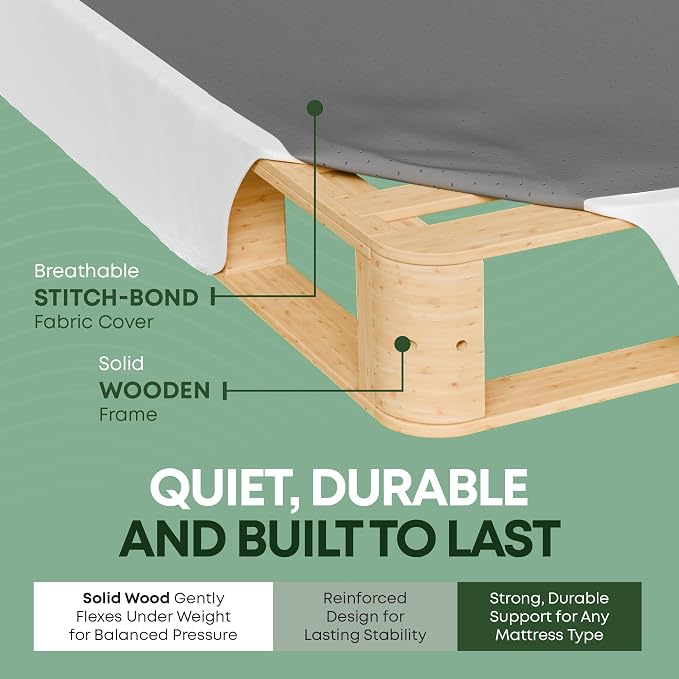 Greaton, 8” Twin XL Box Spring for Twin XL Size Bed – Amish-Made in the USA – Solid Wood Mattress Foundation with Stable & Quiet Support – Flat-Packed & Easy Assembly – White