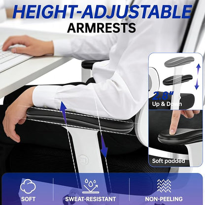 Ergonomic Office Chair, High Back Mesh Computer Chair with Comfortable Adaptive Lumbar Support, Built-in Coat Hanger, SGS Class 4 Gas Lift, Heavy Duty 300lbs for Long Hours Home Office