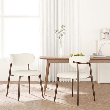 MALOL Upholstered Dining Chairs Set of 6, Curved Back Kitchen Chairs with Metal Legs and Anti Slip Pads, Dining Room Chair for Home and Restaurant, Beige
