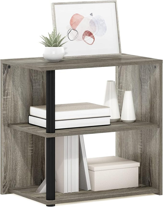 Furinno Romain Side Table, 2-Tier End Table with Open Shelf, Night Stand, Bedside Table, for Living Room, Bedroom, French Oak