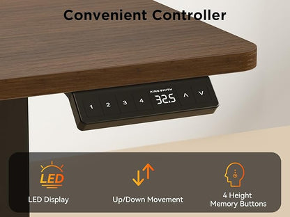 WALKINGDESK 63X55 Inches Reversible L Shaped Standing Desk Height Adjustable with Cup Holder, Electric Corner Computer Desk, Sit Stand up Home Office Desk, Ergonomic Gaming Desk, Black Walnut