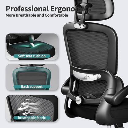 TRALT Office Chair Ergonomic Desk Chair, 330 LBS Home Mesh Office Desk Chairs with Wheels, Comfortable Gaming Chairs Black Pack of 10