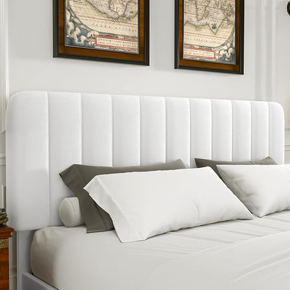 VECELO Full Size Upholstered Bed Frame with 4 Drawers and Headboard, Velvet Platform Storage Bedframe, Wooden Slats Support, No Box Spring Needed,Snow-White