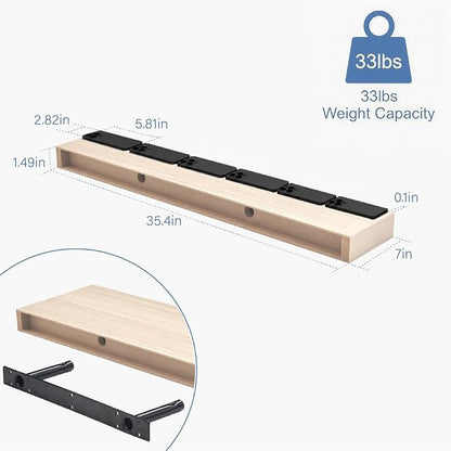 Floating Shelves for Wall, Bathroom Shelves Over Toilet, Wall Shelves & Book Shelf for Room, Hanging Shelf, Modern Wooden Mounted Floating Shelves, 36x7x1.5 in (Oak, Set of 2)