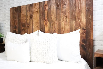 Barn Walls Solid Wood Queen Size Headboard, Foxy Brown Stain with Smooth Natural Wood Grain Variation, Handcrafted Head Board Wall-Mounted Panels, Rustic Modern Bedroom, Built to Last