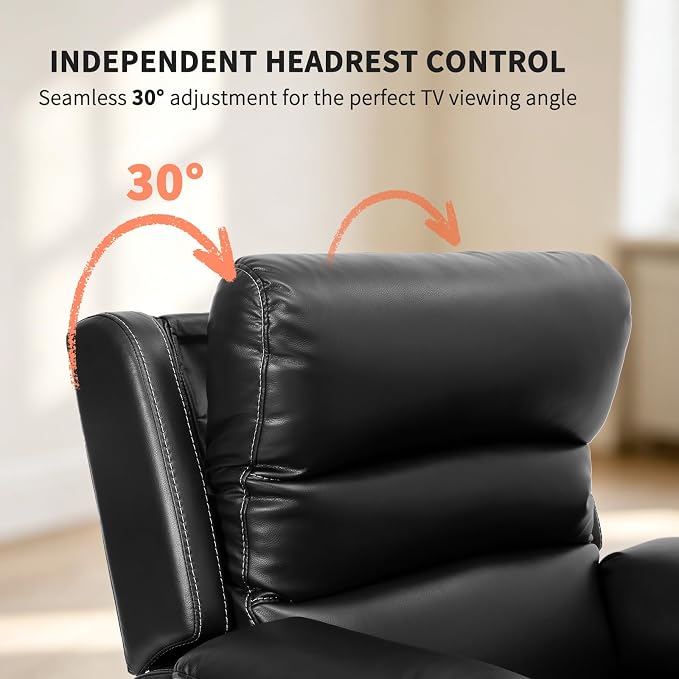 EONIX Power Zero Wall Hugger Power Recliner Chair for Small Space RV Living Room,Power Recliner with Massage and Heat, USB & USB-C Charging Ports, SXXY003992, Black
