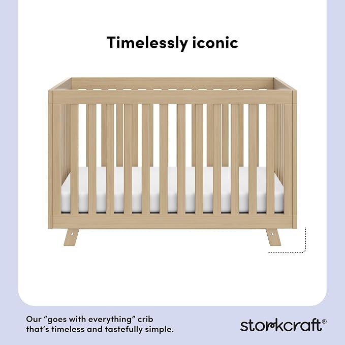 Storkcraft Beckett 3-in-1 Convertible Crib – GREENGUARD Gold Certified, Fits Standard Crib Mattress, Converts to Toddler Bed and Daybed, 4 Mattress Heights, Grow-with-Me Design (Driftwood)
