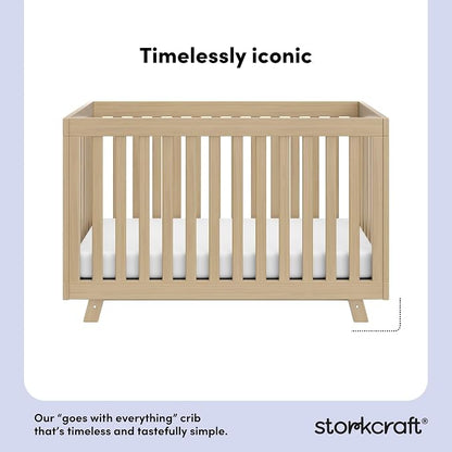 Storkcraft Beckett 3-in-1 Convertible Crib – GREENGUARD Gold Certified, Fits Standard Crib Mattress, Converts to Toddler Bed and Daybed, 4 Mattress Heights, Grow-with-Me Design (Driftwood)