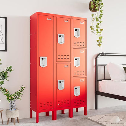 BUTISOW Metal Lockers - 66" Height Steel Lockers for Employees with 2 Door Storage Locker with Card Slot for Employees Gym School Home Office Garage - Assembly Required