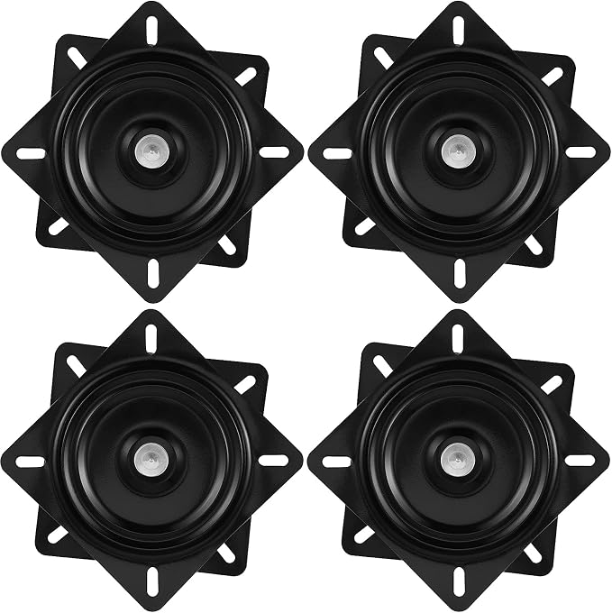 HAKZEON 4 PCS 7 Inch Bar Stool Swivel Plate, Heavy Duty Swivel Base Mount Plate for Home, Office, Black