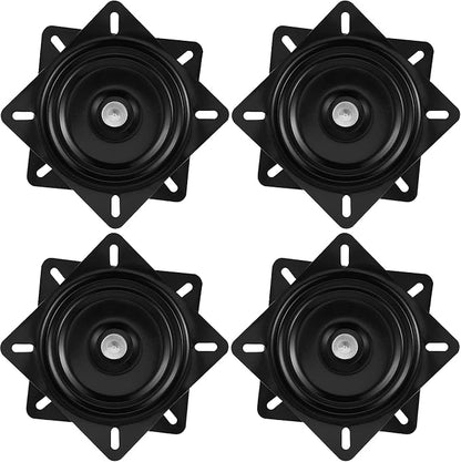 HAKZEON 4 PCS 7 Inch Bar Stool Swivel Plate, Heavy Duty Swivel Base Mount Plate for Home, Office, Black