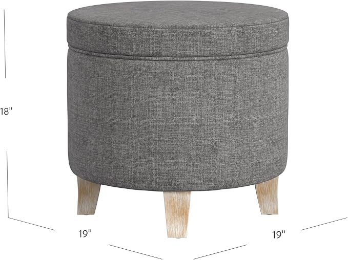 HomePop 19" Round Storage Ottoman - Gray Woven