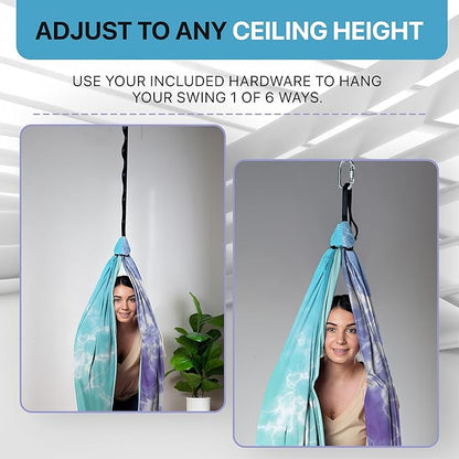 Indoor Sensory Swing for Kids or Outdoor – Holds 300lbs, Double-Layer, & 360° Swivel, Calming Compression Therapy Swing Hammock for Kids & Adults with All Hardware – Sensory-Motor Toys & Gifts