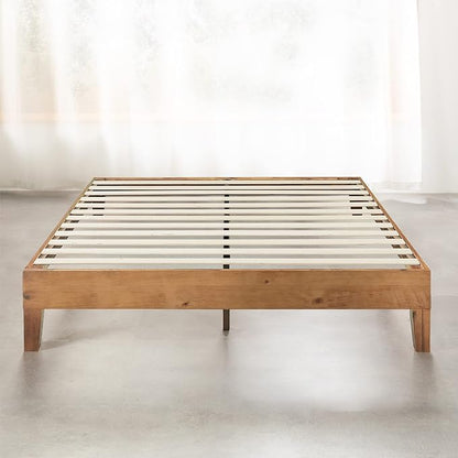 Mellow Naturalista Grand - 12 Inch Solid Wood Platform Bed with Wooden Slats - No Box Spring Needed - Full (Natural Pine)