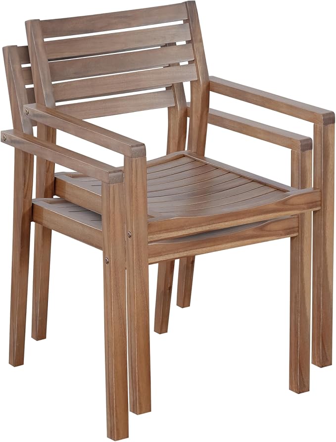 Quarte 5-Piece Outdoor Dining Set with 4 Acacia Wood Chairs,47.2" Round Dining Table with Slatted Design, Ideal for Patios, Gardens, Poolsides, and Lawn Areas & Indoor (Light Gray & Light Brown)