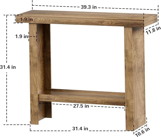 LIFECHOVY Farmhouse Wood Entryway Table Narrow Console Tables with Storage Behind The Couch Sofa, Entrance Side Table with Shelves for Hallway, Living Room, Foyer, Rustic