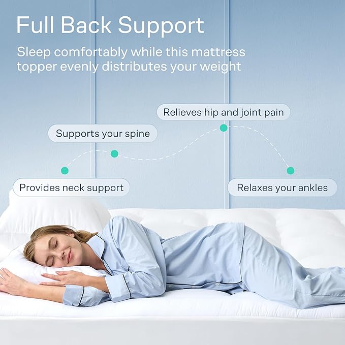 Niagara Sleep Solution Cloud-Like Twin XL Non-Slip Mattress Topper - 100% Cotton Top Mattress Pad for Back Pain Relief - Extra-Grip, Breathable & Naturally Cooling for Hot Sleepers, White