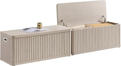 SICOTAS Storage Bench 80.4" Wide Shoe Bench with Lift Top Large Wooden Storage Chest Trunk Modern Blanket Chest with 4 Safety Hinges & Seating for Bedroom Entryway Living Room Hallway