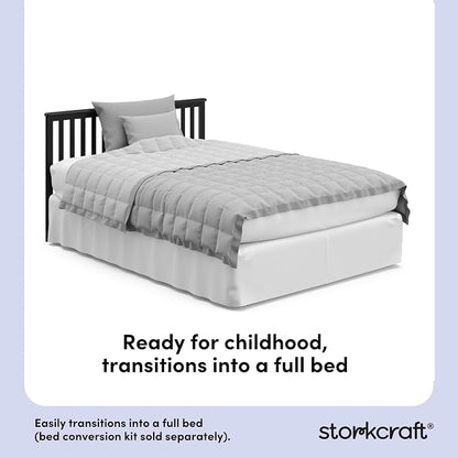 Storkcraft Hillcrest 4-in-1 Convertible Crib (Black) - Converts to Daybed, Toddler Bed, and Full-Size Bed, Fits Standard Full-Size Crib Mattress, Adjustable Mattress Support Base