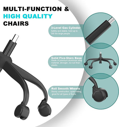 Mimoglad Office Chair, High Back Ergonomic Desk Chair with Adjustable Lumbar Support and Headrest, with flip-up Armrests for Guitar Playing, 5 Years Warranty (Modern, Orchid(Black Frame))