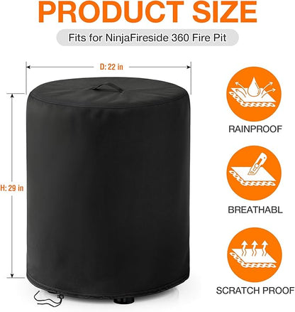 POMER Fire Pit Cover For Ninja Fireside360 Outdoor Heater & Fire Pit | Waterproof ,Windproof,UV & Tear Resistant,Easy to use & clean，Firepit Accessories