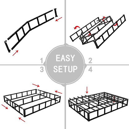 ALDRICH Box Springs King Size 9 Inch, Heavy Duty Metal Frame Mattress Foundation with Easy Clean Cover, Noise Free, Easy Assembly