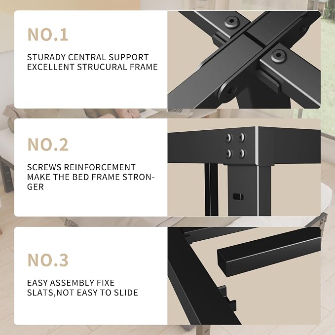 HOBINCHE 18 Inch Metal Twin Bed Frame No Box Spring Needed - Easy Assembly Heavy Duty Noise Free Narrow Bedframes - Single Black Basic Steel Slats Platform with Storage
