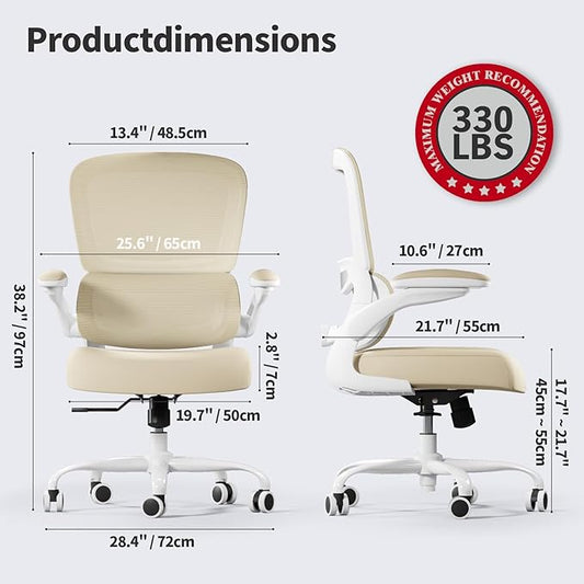 TRALT Office Chair Ergonomic Desk Chair, 330 LBS Home Mesh Office Desk Chairs with Wheels, Comfortable Gaming Chairs (1, Greige)