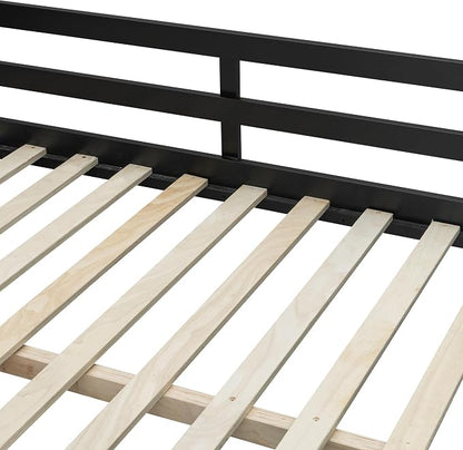 Merax Full Size Loft Bed with Desk, Multi-Storage Shelves and RGB Light | Space-Saving Wooden Gaming Bed Frame with Charging Station and Guardrail