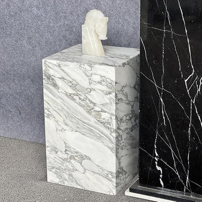 Luxury Marble Side Table,Square End Table for Modern Sofa and Bed, Living Room, Sofa, Bedroom（Arabescato）