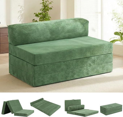 5-in-1 Convertible Sofa Bed Full Size, Boneless Couch Loveseat with Removable Cushions & Washable Cover, Futon Sofa Bed with Handle, Pull Out Couch for Small Spaces, Grey