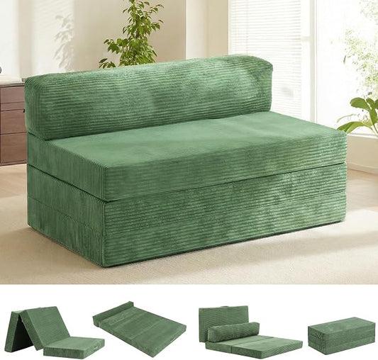 5-in-1 Convertible Sofa Bed Full Size, Boneless Couch Loveseat with Removable Cushions & Washable Cover, Futon Sofa Bed with Handle, Pull Out Couch for Small Spaces, Grey