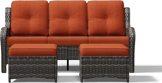 Joyside Outdoor Patio Couch Set, Outdoor Wicker Sofa with High Back, Deep Seating, Wide Armrest, Thickened Cushions, Patio Sofa for Deck, Porch Use
