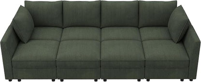 HONBAY Modular Sofa Sectional Sleeper Couch with Storage Seat Reversible Sectional Sleeper Couch Modular Sofa - Green