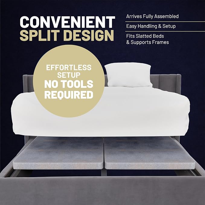 1.5" Split Wood Bunkie Board Queen Size Bed, Under Mattress Support, Fully Assembled, Fabric Ventilation Cover-Replaces Wooden Slats or Box Spring for Bed Frames