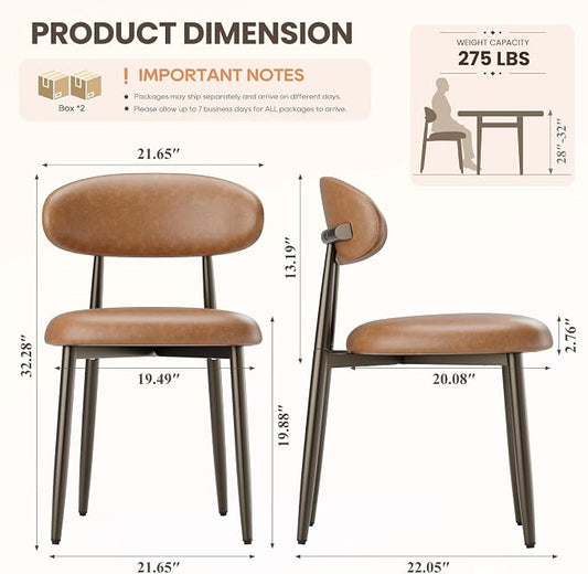 MALOL Dining Chairs Set of 4, Upholstered Kitchen & Dining Room Chairs with Curved Back and Bronze Metal Legs, Comfortable Modern Dining Side Chairs for Dining Room, Kitchen, Brown