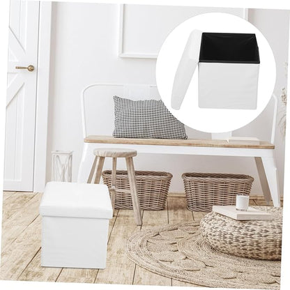 Zerodeko Ottoman Storage Box, Beige, Linen Fabric, Foldable, Portable, Footrest, Storage Basket, Small Stool, Lightweight, Convenient for Travel, Outdoor Activities