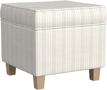 HomePop 18" Classic Square Storage Ottoman - Marigold Pinstripe Cream